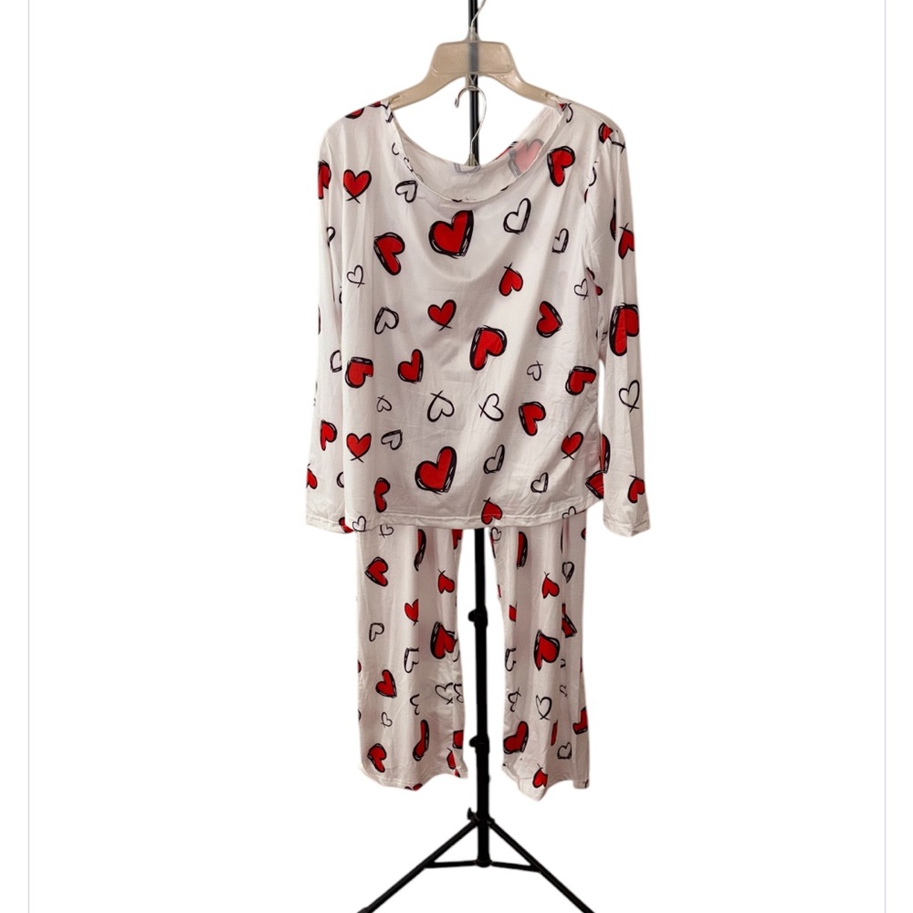 White Red Hearts Pajamas